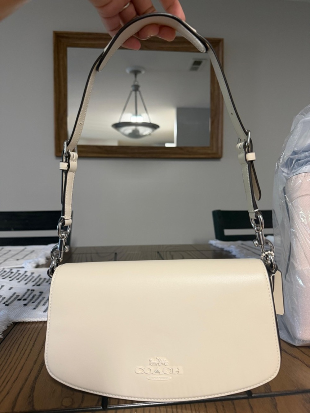 Coach Cream Shoulder Bag with Top Handle